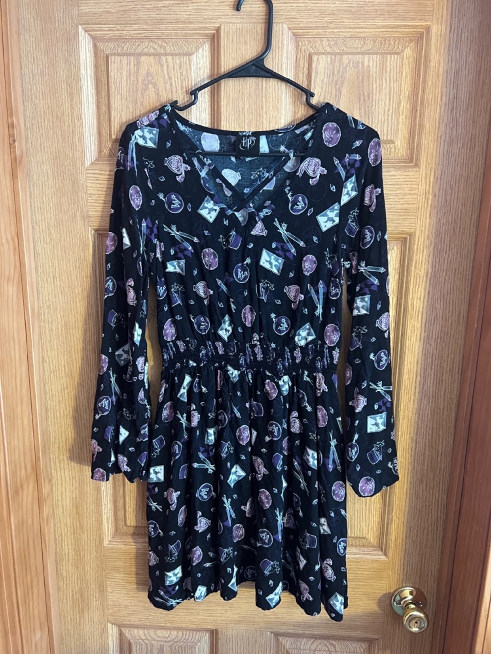 Black Printed Long-Sleeve Harry Potter Skater Dress